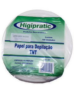 PAPEL P/DEPILACAO TNT ROLO 100un 491 HIGIPRATIC